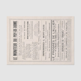 Vintage French Newspaper Advertisement Decoupage   Tissue Paper