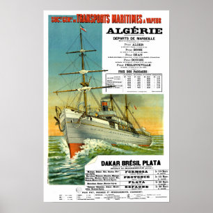 VINTAGE FRENCH OCEAN TRANSPORT TRAVEL POSTER