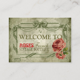 Vintage French Ornate Lacy Rose Design Business Card