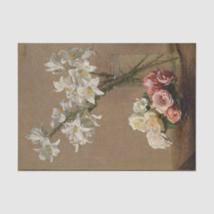Vintage French Painting Roses and Lilies Tissue Paper