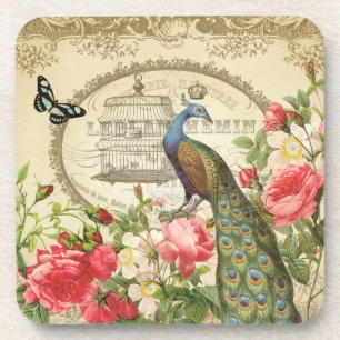 Vintage French Peacock coaster