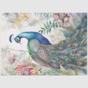 Vintage French Peacock Decoupage Peacocks Tissue Paper