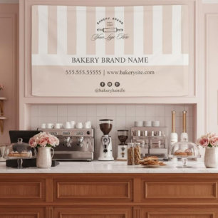 Vintage French Pink Bakery Logo Event Display  Banner