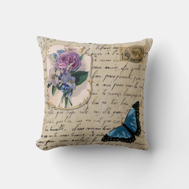 Vintage French Postcard Cushion (Front)