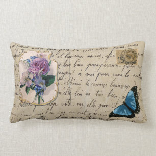 Vintage French Postcard Lumbar Cushion