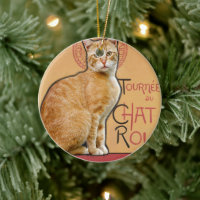 Vintage French Poster Style Orange Cat