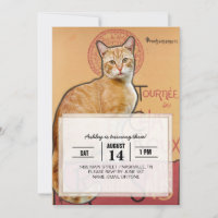 Vintage French Poster Style Orange Cat