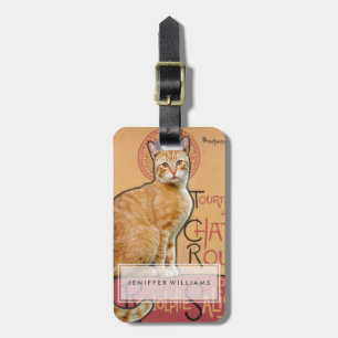 Vintage French Poster Style Orange Cat Luggage Tag