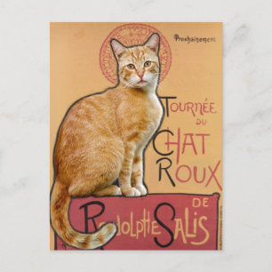 Vintage French Poster Style Orange Cat Postcard
