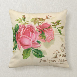 Vintage French Publicity Girly Red  Roses Cushion