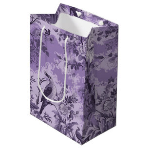 Vintage French Purple Toile Fleurie Medium Gift Bag