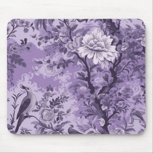Vintage French Purple Toile Fleurie Mouse Pad