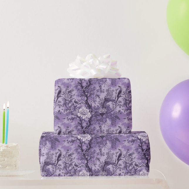 Vintage French Purple Toile Fleurie Wrapping Paper (Party Gifts)
