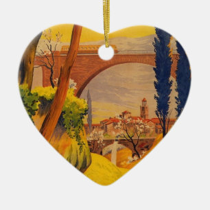 Vintage French Railroad Travel Ceramic Tree Decoration