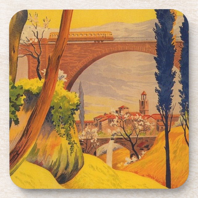 Vintage French Railroad Travel Coaster (Front)