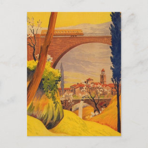 Vintage French Railroad Travel Holiday Postcard