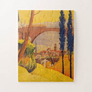 Vintage French Railroad Travel Illustration Art Jigsaw Puzzle