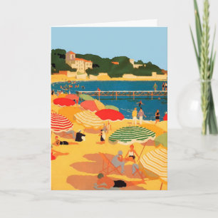 Vintage French Riviera Beach Card