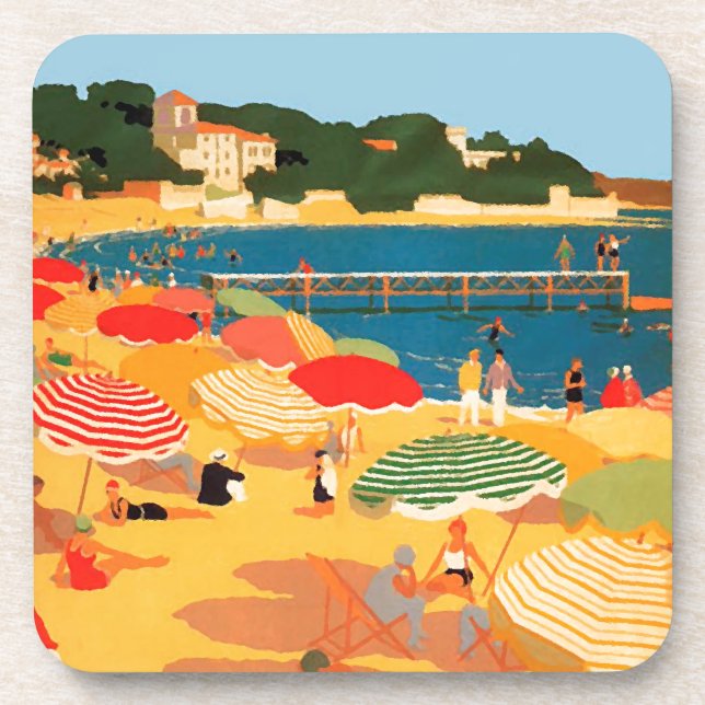 Vintage French Riviera Beach Coaster (Front)