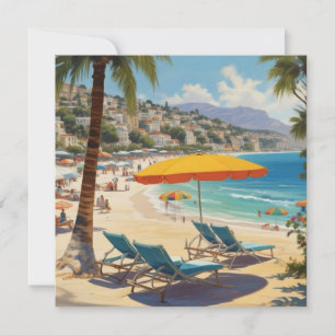 Vintage French Riviera Beach Holiday Card