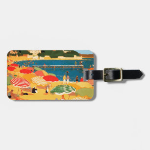 Vintage French Riviera Beach Luggage Tag