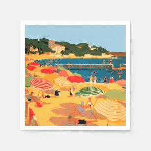 Vintage French Riviera Beach Napkin