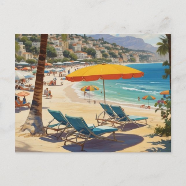 Vintage French Riviera Beach Postcard (Front)