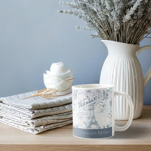 Vintage French Romance Collage Blue ID226 Coffee Mug