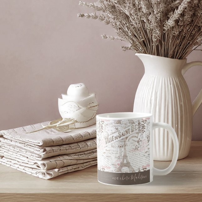 Vintage French Romance Collage Pink ID226 Coffee Mug (Creator Uploaded)