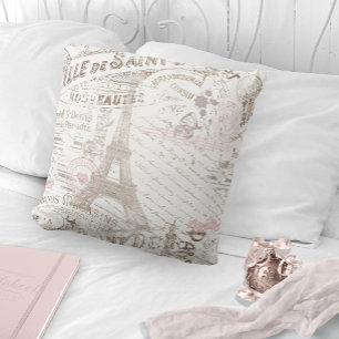 Vintage French Romance Collage Pink ID226 Cushion