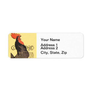 Vintage French Rooster Art Nouveau Steinlen Return Address Label