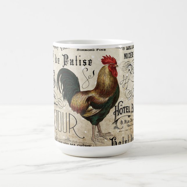 Vintage French Rooster de Paris Collage Coffee Mug (Center)