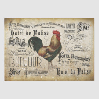 Vintage French Rooster de Paris Decoupage Tissue Paper
