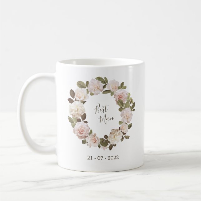 Vintage French Roses Best Man Wedding Mug (Left)