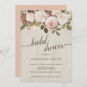 Vintage French Roses Bridal Shower Invitation