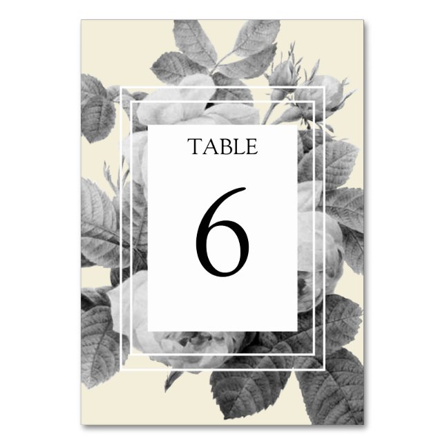 Vintage french roses, floral, elegant Table Card (Front)