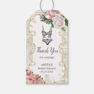 Vintage French Roses Lingerie Bridal Shower Favour Gift Tags