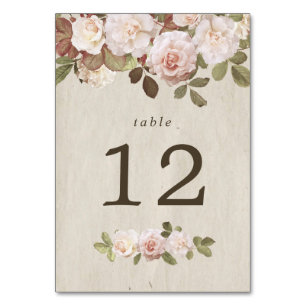 Vintage French Roses Table Number Card
