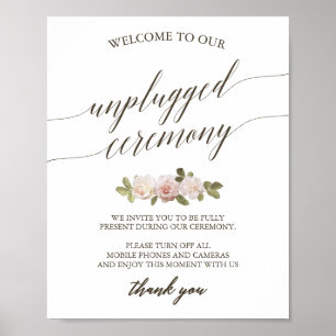 Vintage French Roses Unplugged Ceremony Sign