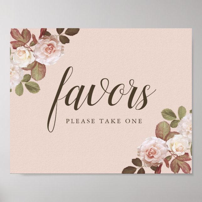 Vintage French Roses Wedding Favour Sign (Front)