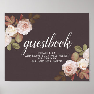 Vintage French Roses Wedding Favour Sign - Pink