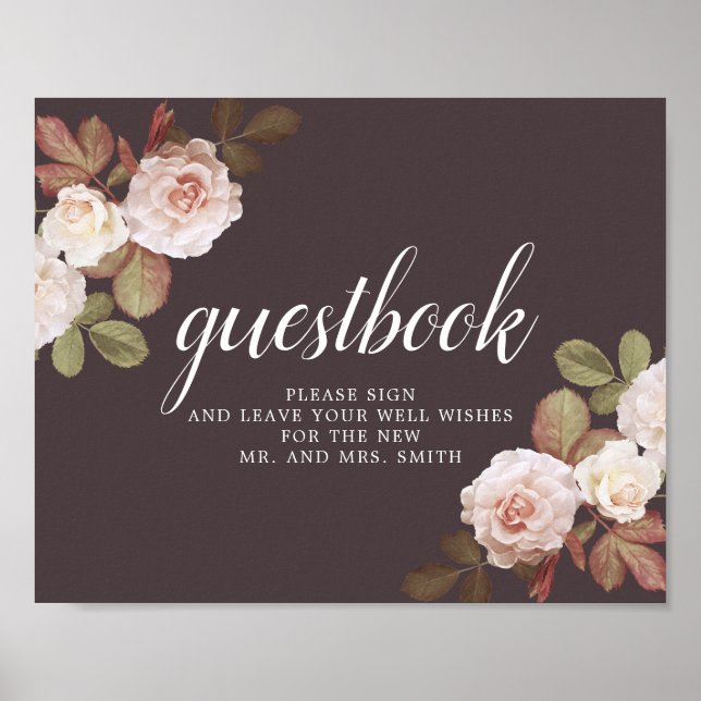 Vintage French Roses Wedding Favour Sign - Pink (Front)