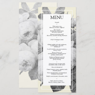 Vintage French Roses Wedding Reception Flat Menu