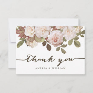 Vintage French Roses Wedding Thank You Card