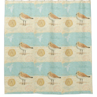 Vintage French Sand Piper Shower Curtain