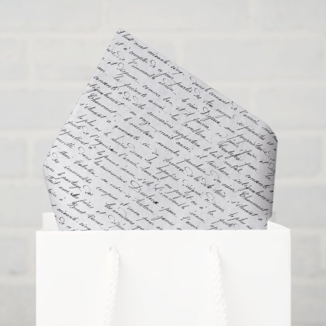 Vintage French Script Tissue Paper (Gift Bag)