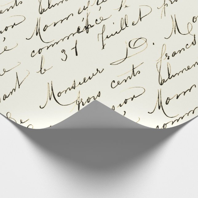 Vintage French Script Wrapping Paper (Corner)
