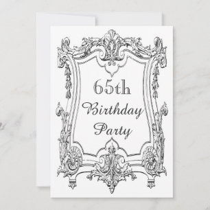 Vintage French Scroll 65th Birthday Double Sided Invitation