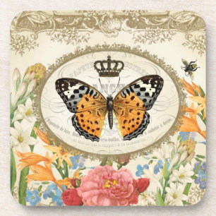 Vintage French Shabby Chic Butterfly coaster