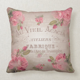 Vintage french shabbychic roses pink floral cushion